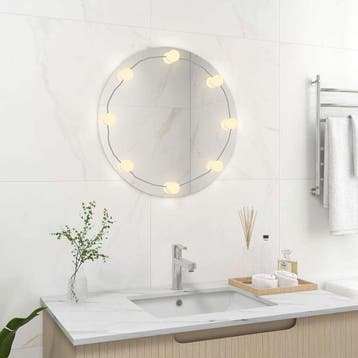 vidaXL Wandspiegel met LED-lampen rond glas, Verzenden