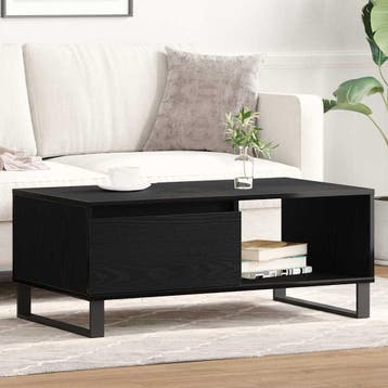 vidaXL Salontafel Zwart Eiken 90 x 50 x 36,5 cm Bewerkt hout, Verzenden