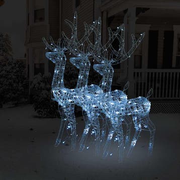 vidaXL Kerstversieringen rendier 3 st 128 cm acryl koudwit, Verzenden, Nieuw
