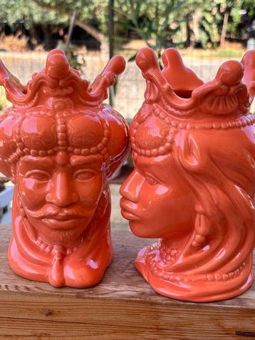 Pot à gingembre - Céramique - Paire de têtes de Moro, Antiek en Kunst, Antiek | Meubels | Tafels