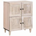 vidaXL Dressoir Bleached White 60 x 33 x 75 cm Massief Mango, Huis en Inrichting, Kasten | Dressoirs, Verzenden, Nieuw
