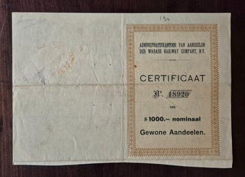 Verenigde Staten van Amerika. 1000 Dollars - 1937 Wabash, Hobby & Loisirs créatifs, Trains miniatures | Échelles Autre