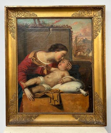 Franse school (XIX) - Tenerezza materna – Madre con bambino