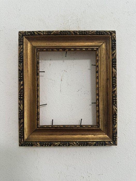 Cadre - Bois, feuille dor - corniche en feuille dor, Antiquités & Art, Curiosités & Brocante