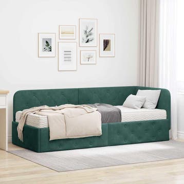 vidaXL Hoek Bed Frame Donkergroen 80 x 200 cm Fluweel, Verzenden, Nieuw