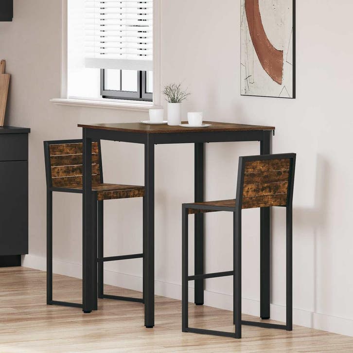 vidaXL Staande Bartafel Bewerkt hout Vierkant, Huis en Inrichting, Tafels | Eettafels, Nieuw, Verzenden