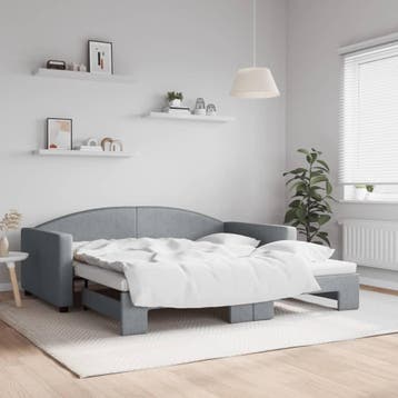 vidaXL Slaapbank met onderschuifbed 100x190 cm stof, Verzenden