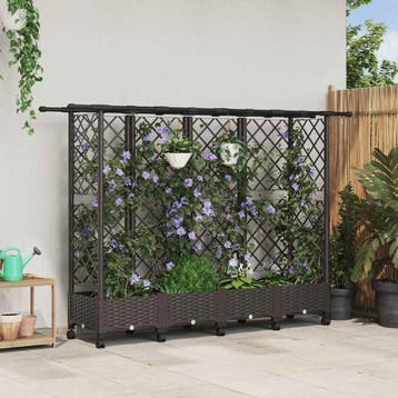 vidaXL Verhoogd Bed met Trellis en Dak Bruin 202,5 x 40 x, Verzenden