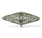 Ring - 14 karaat Witgoud, Art Deco Zeer grote 14k goud en, Nieuw