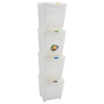vidaXL Vuilnisbakken 4 st stapelbaar 100 L polypropeen wit, Verzenden, Nieuw