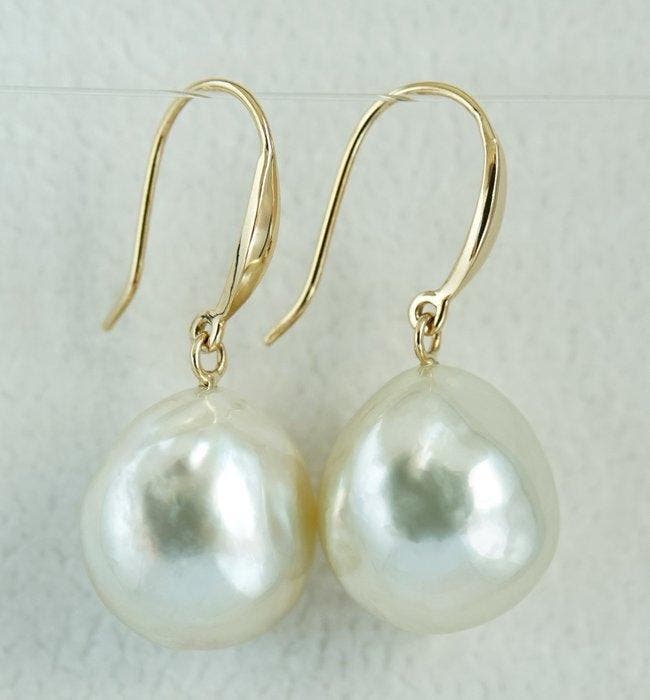 Oorbellen - 18 karaat Geel goud Parel - South Sea, Echte, Handtassen en Accessoires, Oorbellen