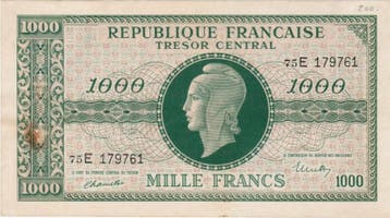1 000 Francs France Fay Vf 13/2 1000 Francs Marianne 1945..., Verzenden, België