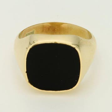 Bague - 14 carats Or jaune - Onyx