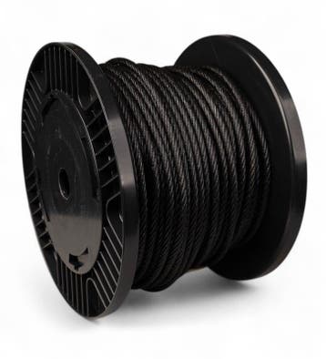 Staalkabel 3 mm 100 meter op katrol Zwart, Verzenden, Nieuw