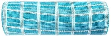 Decomesh metallic blauw wit raster 26 cm rol 9 meter voor, Nieuw