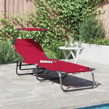 vidaXL Opvouwbare zonnebed Rood 190 x 57 x 81 cm oxford, Verzenden, Nieuw