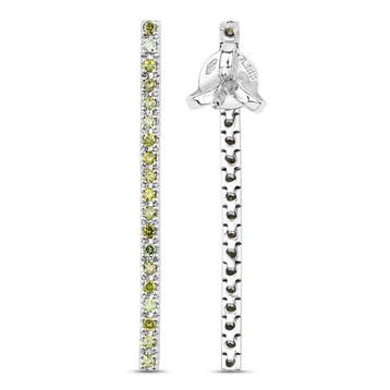Oorbellen - 18 karaat Witgoud - 0.53ct. tw. Groen Diamant, Nieuw