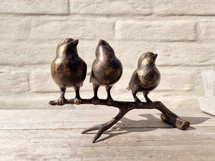 Beeldje - 3 birds on a twig - Brons, Antiek en Kunst, Curiosa en Brocante