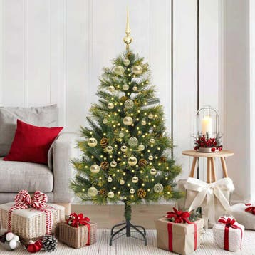 vidaXL Kunstmatige Scharnierende Kerstboom met Kegels Groen, Diversen, Verzenden, Nieuw