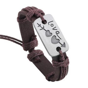 Fako Bijoux - Armband - Leder - Love Cupido - Bruin, Verzenden, Nieuw