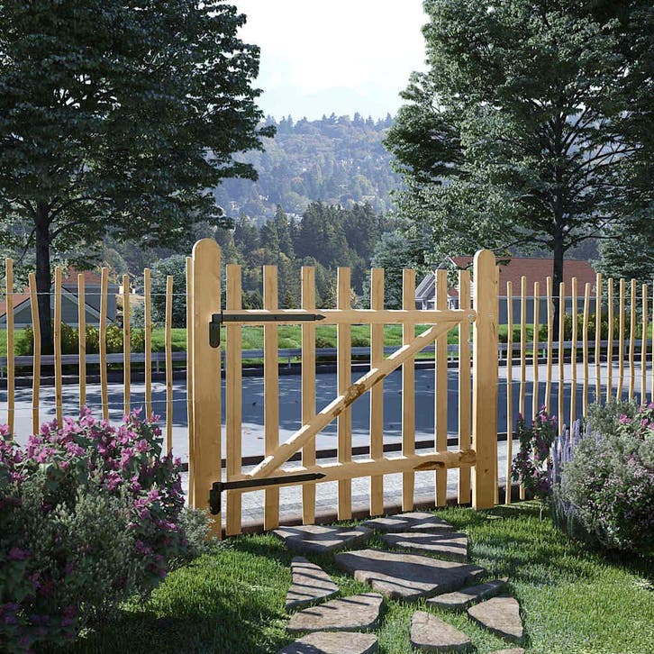 vidaXL Poort enkel 100x90 cm hazelaarhout, Jardin & Terrasse, Portes de jardin, Envoi