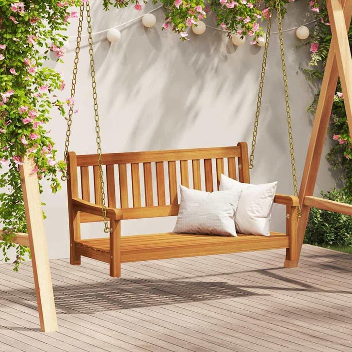 vidaXL Tuin Schommelbank Naturel 110 x 56 x 58,5 cm, Tuin en Terras, Tuinsets en Loungesets, Nieuw, Verzenden