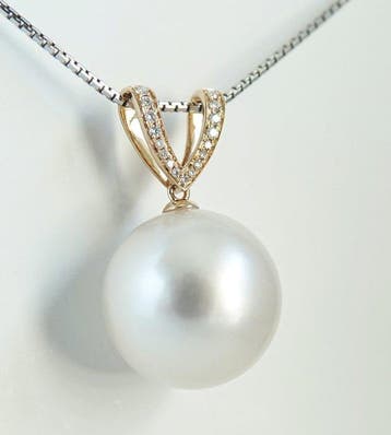Hanger - 18 karaat Geel goud Parel - Diamant - South Sea,