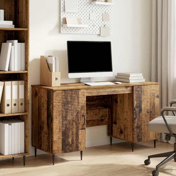vidaXL Bureau Oud hout 142,5 x 50 x 75 cm Bewerkt hout, Huis en Inrichting, Bureaus, Verzenden, Nieuw