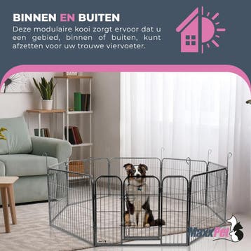 MaxxPet Hondenren Puppyren met 8 panelen - Staal - 78x60c..., Dieren en Toebehoren, Ophalen of Verzenden, Nieuw