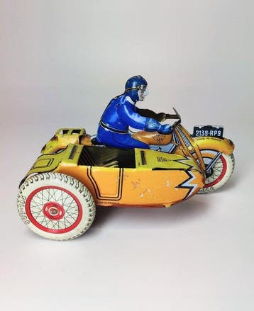 SFA - Tin Litho Motorcycle with sidecar - Jouet en étain -, Antiek en Kunst
