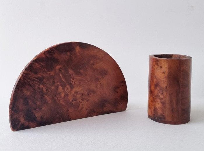 Bureauset (2) - Thuya Burl wortelhout, Antiquités & Art, Art | Objets design