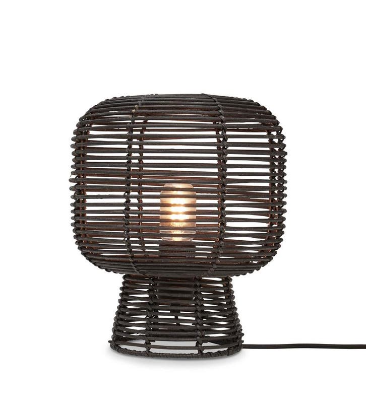 2dekans | Good&Mojo TANAMI Tafellamp 30 cm – Zwart Rotan –, Huis en Inrichting, Lampen | Tafellampen, Ophalen of Verzenden