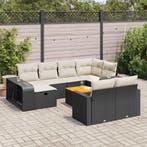 vidaXL 11-delige Loungeset met kussens poly rattan zwart, Verzenden, Loungeset