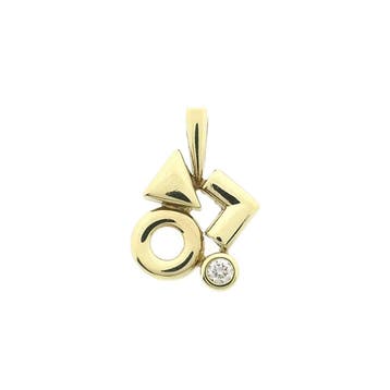 8 karaat geometrische hanger met zirconia (Hanger of bedel), Handtassen en Accessoires, Bedels, Ophalen of Verzenden, Gebruikt