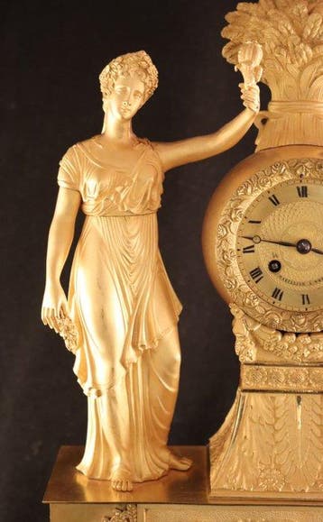 Pendule - Grote antieke vuurvergulde klok - Bronze -
