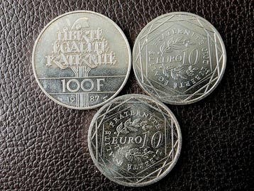 Frankrijk. Lot de 3 monnaies en argent, 1987/2010 (Zonder