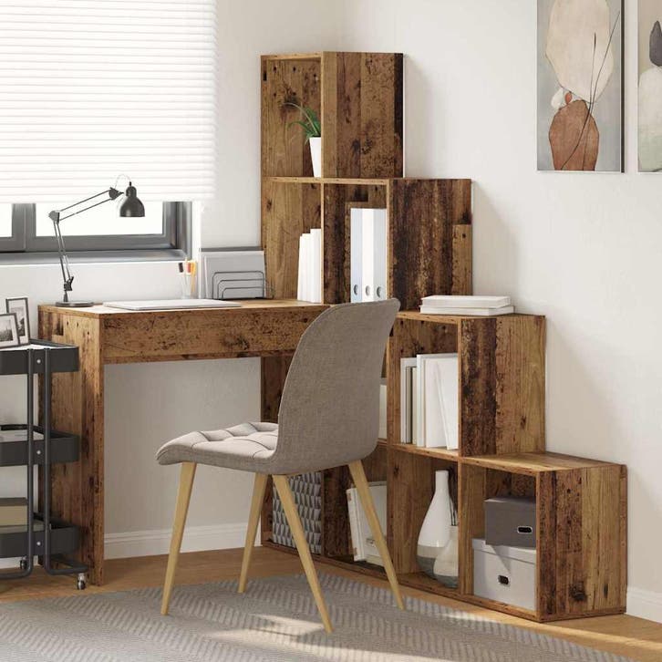 vidaXL Hoekbureau Oud Hout 101,5 x 149,5 x 149,5 cm Bewerkt, Huis en Inrichting, Bureaus, Nieuw, Verzenden