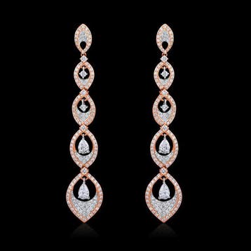 Boucles doreilles - 18 carats Or rose - 2.53ct. tw. Diamant