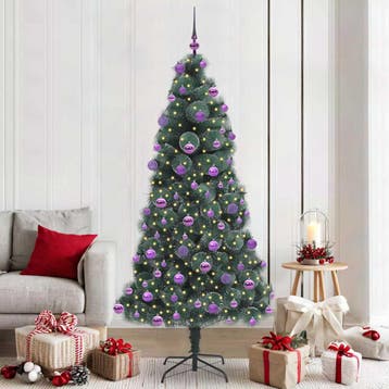 vidaXL Kunstmatige voorverlichte kerstboom met ballenset, Verzenden