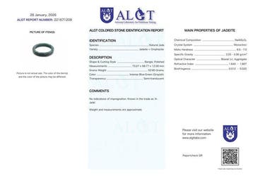 Certifié ALGT - Bracelet manchette en jadéite naturelle,