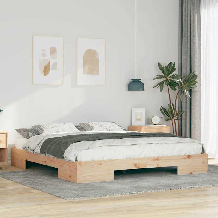 vidaXL Bedframe Bruin 200 x 200 cm, Maison & Meubles, Chambre à coucher | Lits, Envoi