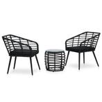 vidaXL 3-delige Bistroset poly rattan zwart, Tuin en Terras, Tuinsets en Loungesets, Verzenden, Nieuw