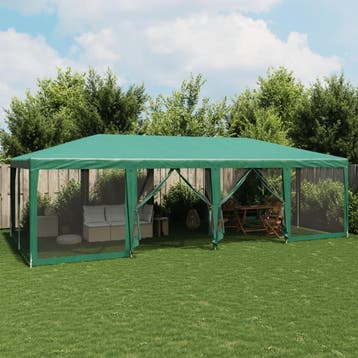 vidaXL Partytent met 12 mesh zijwanden 8x4 m HDPE groen, Verzenden, Nieuw