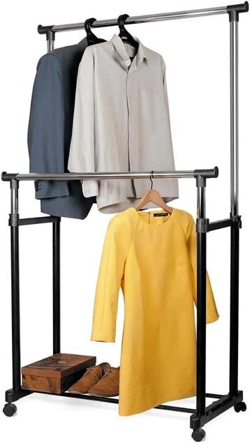 PARENCE dubbel kledingrek op wielen tot 160 cm zwart, Ophalen of Verzenden, Nieuw