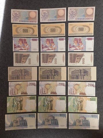 Italië. - 24 banconote Lire (Zonder minimumprijs)