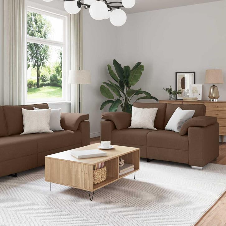 vidaXL bank / zetel 2 st Bruin Stof, Maison & Meubles, Canapés | Salons, Envoi