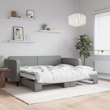 vidaXL Slaapbank met onderschuifbed 90x200 cm stof, Verzenden