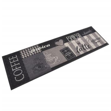 vidaXL Keukenmat wasbaar koffieprint 45x150 cm fluweel zwart, Verzenden