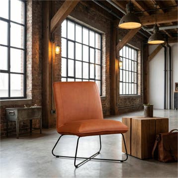Leren fauteuil Less, Huis en Inrichting, Fauteuils, Industrieel, Modern, Scandinavisch, Nieuw, Ophalen of Verzenden, 50 tot 75 cm