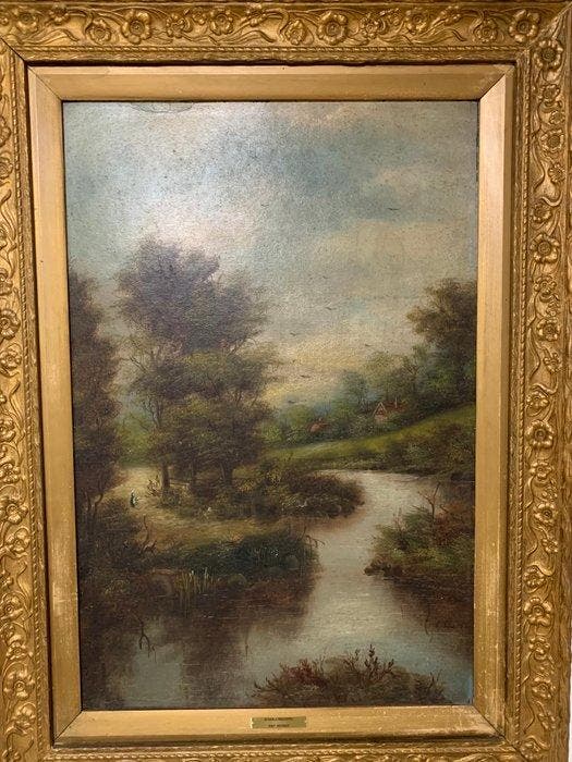 Italiaanse school (XIX) - Paesaggio boschivo, Antiek en Kunst, Kunst | Schilderijen | Klassiek